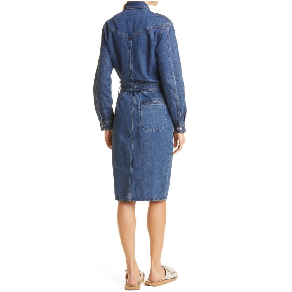 Rag & Bone Denim Shirtdress Blue Jeans Midi Dress, NWT, Size L - Picture 2 of 12